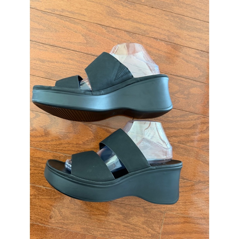 Naturalizer Genn-Rally Black Slide Wedge Sandals Womens Sz 10M Shoes Open Toe